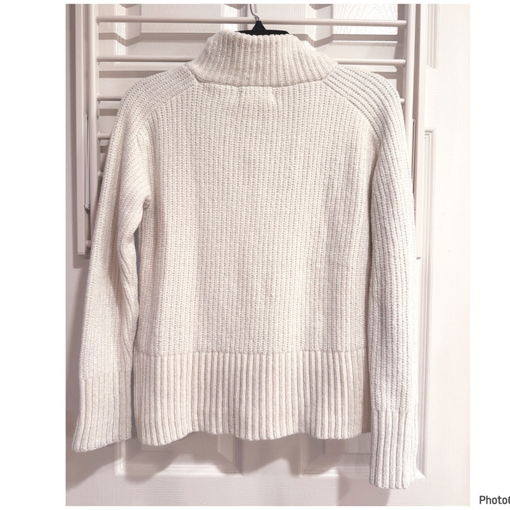 Cynthia Rowley White Soft Chenille Knit Ribbed Sweater Xsmall - Picture 3 of 4